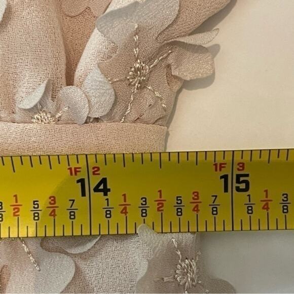 Lace & Mesh Sheer Blush Embroidered Floral Boho Cottage Dress NWOT Size M - Picture 12 of 13